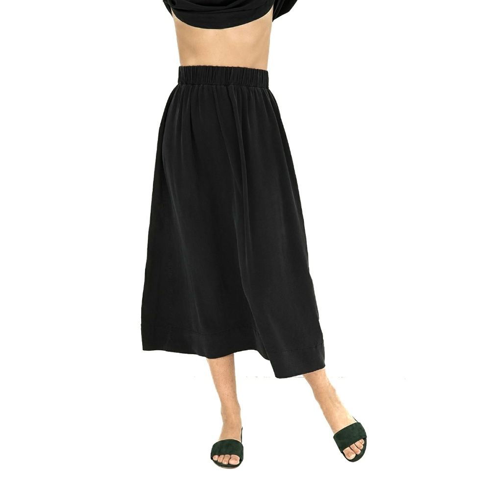 ELIZABETH SUZANN Bel silk crepe midi black skirt